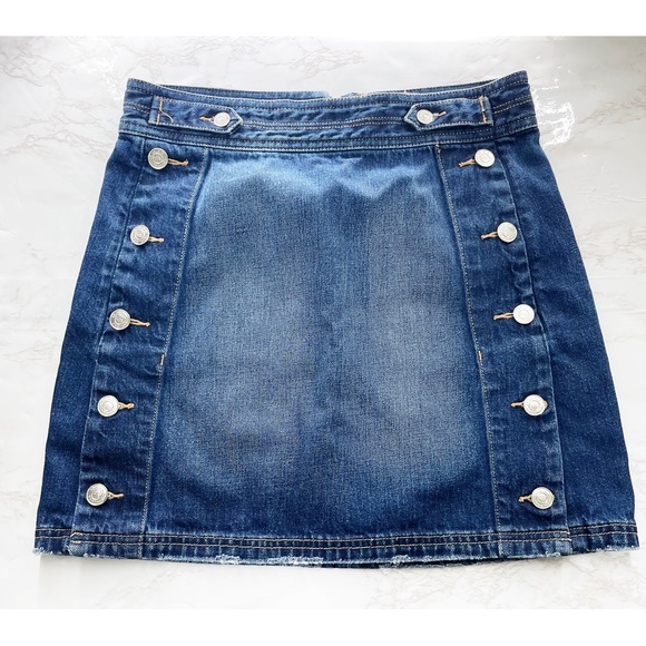 Current Elliott Ballast Denim Jean Mini Skirt High Waisted Button Detail 28 - Picture 3 of 5